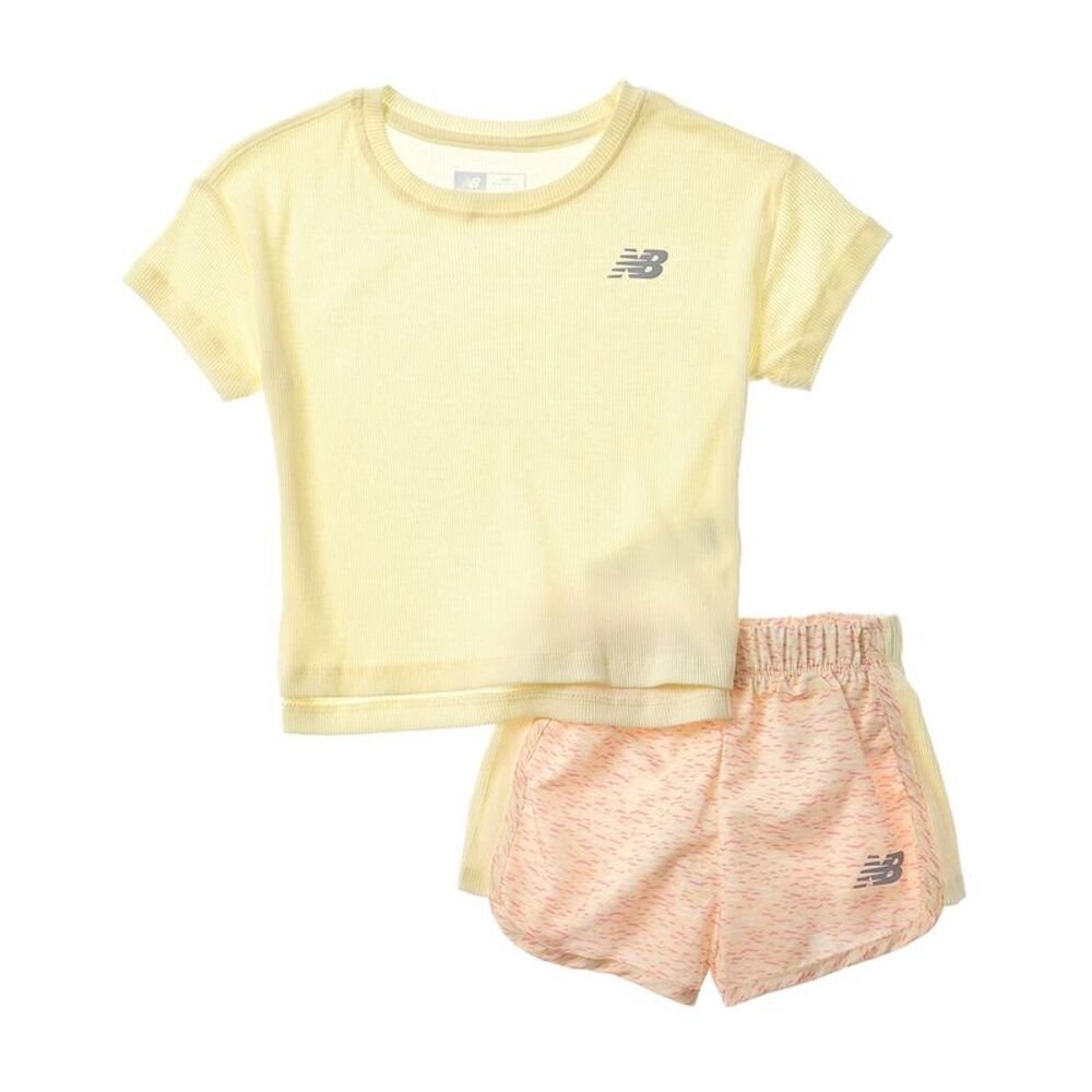 New Balance Girls  2Pc T-Shirt & Woven Short Set, Yellow
